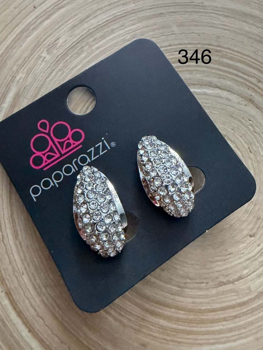 Paparazzi Silver Tone Rhinestone Oval Clip-On Earrings